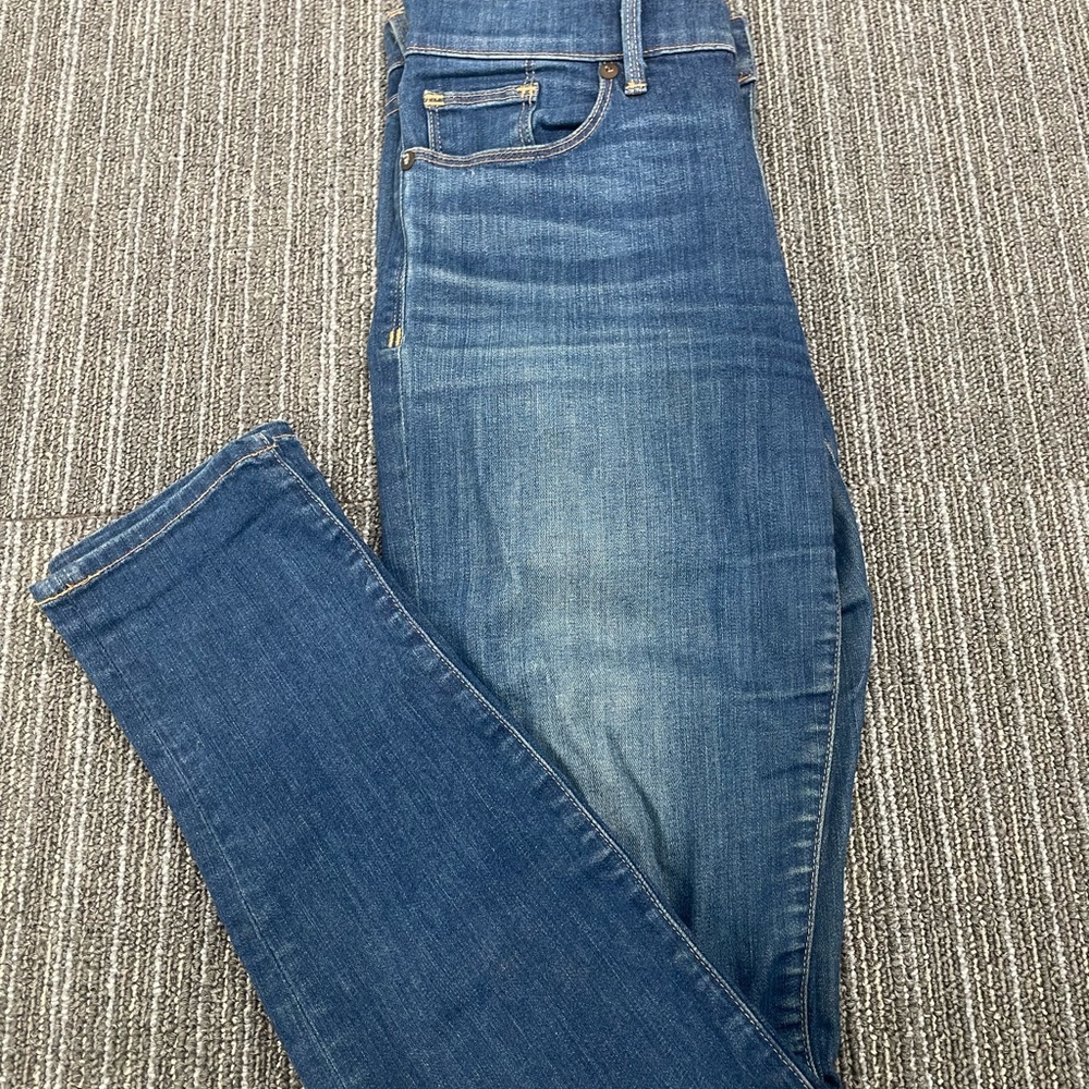 Madewell Blue Skinny Jeans with Distressed Finish